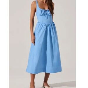 Astr Light Blue Midi Dress
